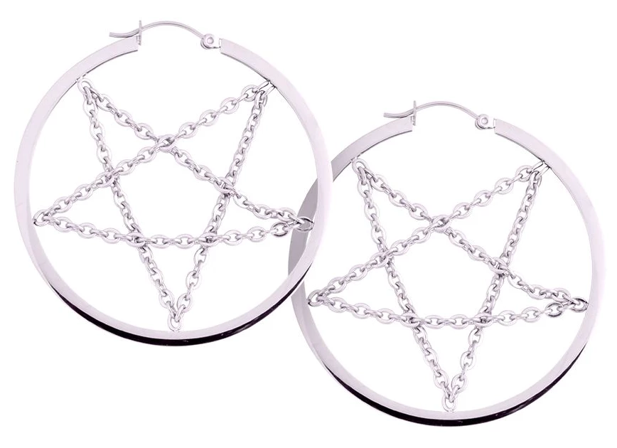 WILDCAT PENTAGRAM CHAIN HOOPS SILVER Accessories