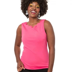 SMAK PARLOUR CHARMED SLEEVELESS SCALLOP TOP PINK Apparel
