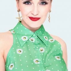 Ghouls Just Wanna Have Sun VOODOO VIXEN CHERIE DAISY POLKA DOT SLEEVELESS BLOUSE