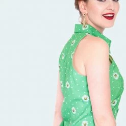 Ghouls Just Wanna Have Sun VOODOO VIXEN CHERIE DAISY POLKA DOT SLEEVELESS BLOUSE