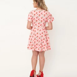 UNIQUE VINTAGE CHERRY PRINT POPPY FIT & FLARE DRESS Shop Sour+Plus