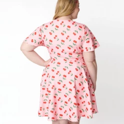UNIQUE VINTAGE CHERRY PRINT POPPY FIT & FLARE DRESS Shop Sour+Plus