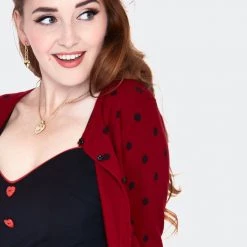 Apparel VOODOO VIXEN CLARA POLKA DOT CARDIGAN RED