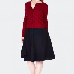 Apparel VOODOO VIXEN CLARA POLKA DOT CARDIGAN RED