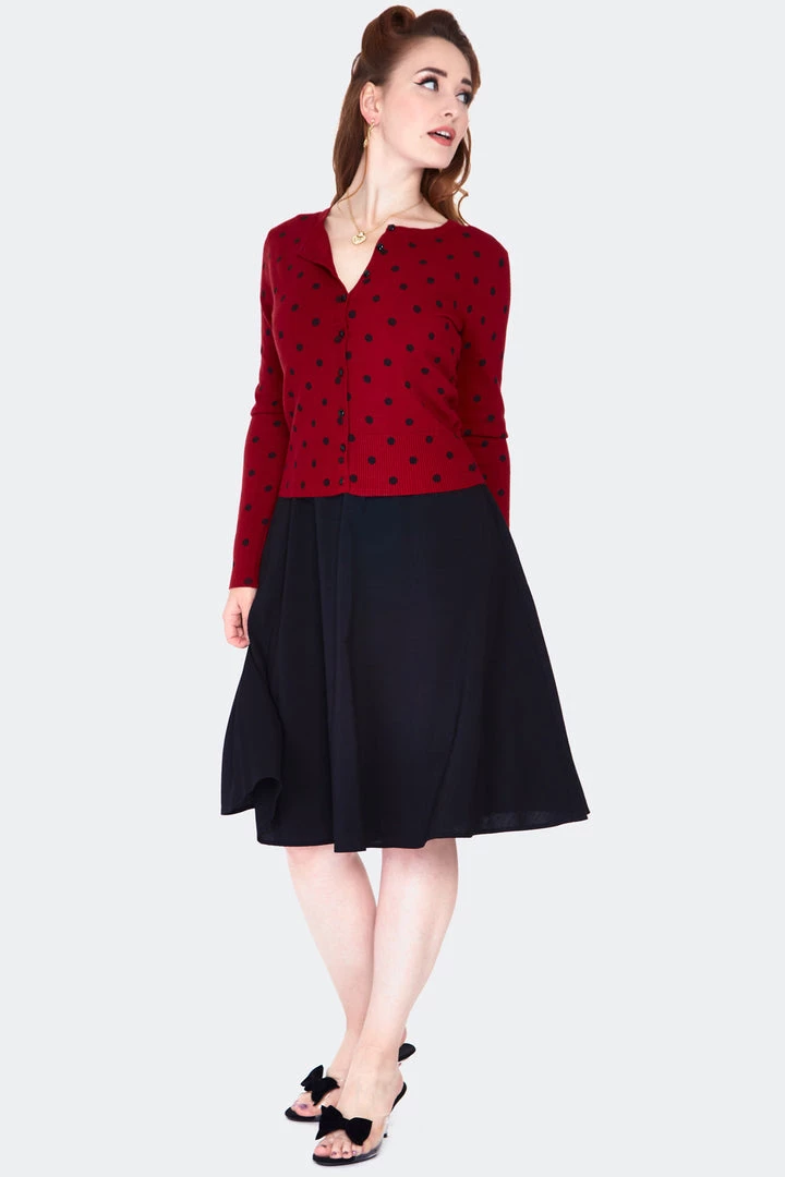 Apparel VOODOO VIXEN CLARA POLKA DOT CARDIGAN RED