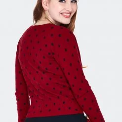 Apparel VOODOO VIXEN CLARA POLKA DOT CARDIGAN RED
