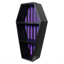 Haunted Homewares SOURPUSS STRIPED COFFIN SHELF BLACK/PURPLE