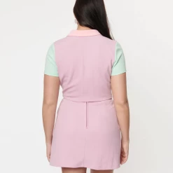 SMAK PARLOUR LILAC & MINT COLORBLOCK CROP TOP