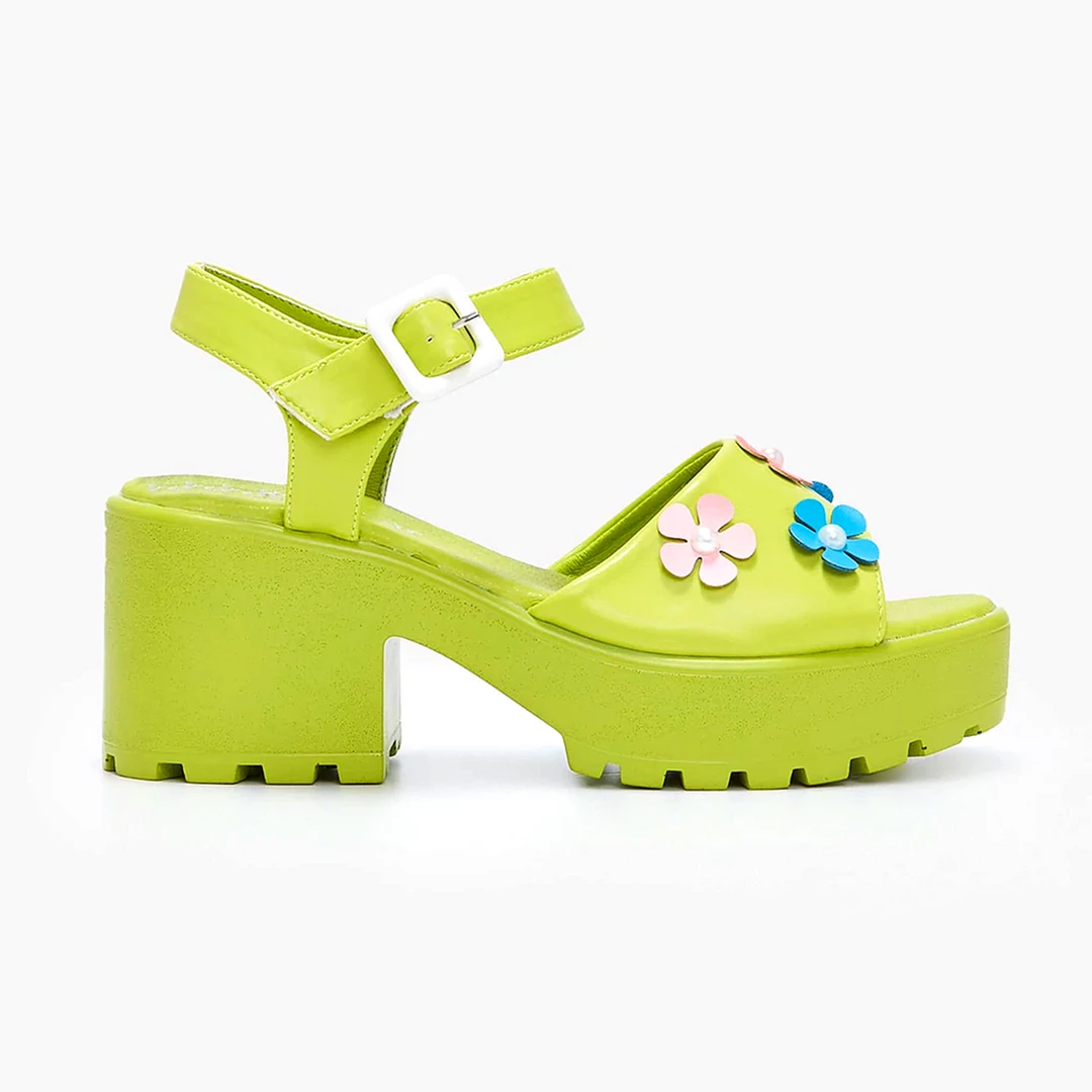 Koi Footwear KOI FLOWER GARDEN CHUNKY SANDALS GREEN What's New