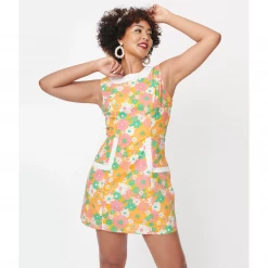 SMAK PARLOUR MUSTARD & PINK DAISY LIBERATED DRESS Shop Sour+Plus