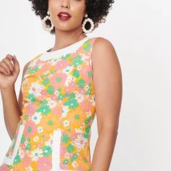 SMAK PARLOUR MUSTARD & PINK DAISY LIBERATED DRESS Shop Sour+Plus