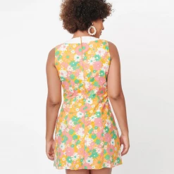 SMAK PARLOUR MUSTARD & PINK DAISY LIBERATED DRESS Shop Sour+Plus