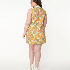 SMAK PARLOUR MUSTARD & PINK DAISY LIBERATED DRESS Shop Sour+Plus