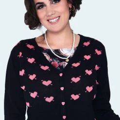 VOODOO VIXEN DAPHNE CUPID HEART CROPPED CARDIGAN Apparel