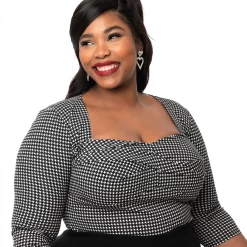 UNIQUE VINTAGE DAVIES HOUNDSTOOTH TOP Shop Sour+Plus