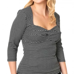 UNIQUE VINTAGE DAVIES HOUNDSTOOTH TOP Shop Sour+Plus