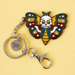 Lifestyle PUNKY PINS DEATH HEAD MOTH TATTOO ENAMEL KEYCHAIN