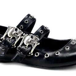 DEMONIA SKULLED MARY JANE FLATS Footwear