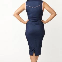 UNIQUE VINTAGE DENIM WESTERN FRINGE WIGGLE DRESS Shop Sour+Plus