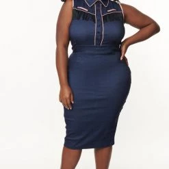 UNIQUE VINTAGE DENIM WESTERN FRINGE WIGGLE DRESS Shop Sour+Plus