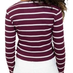 DICKIES GIRL LONG SLEEVE CROPPED STRIPED TOP