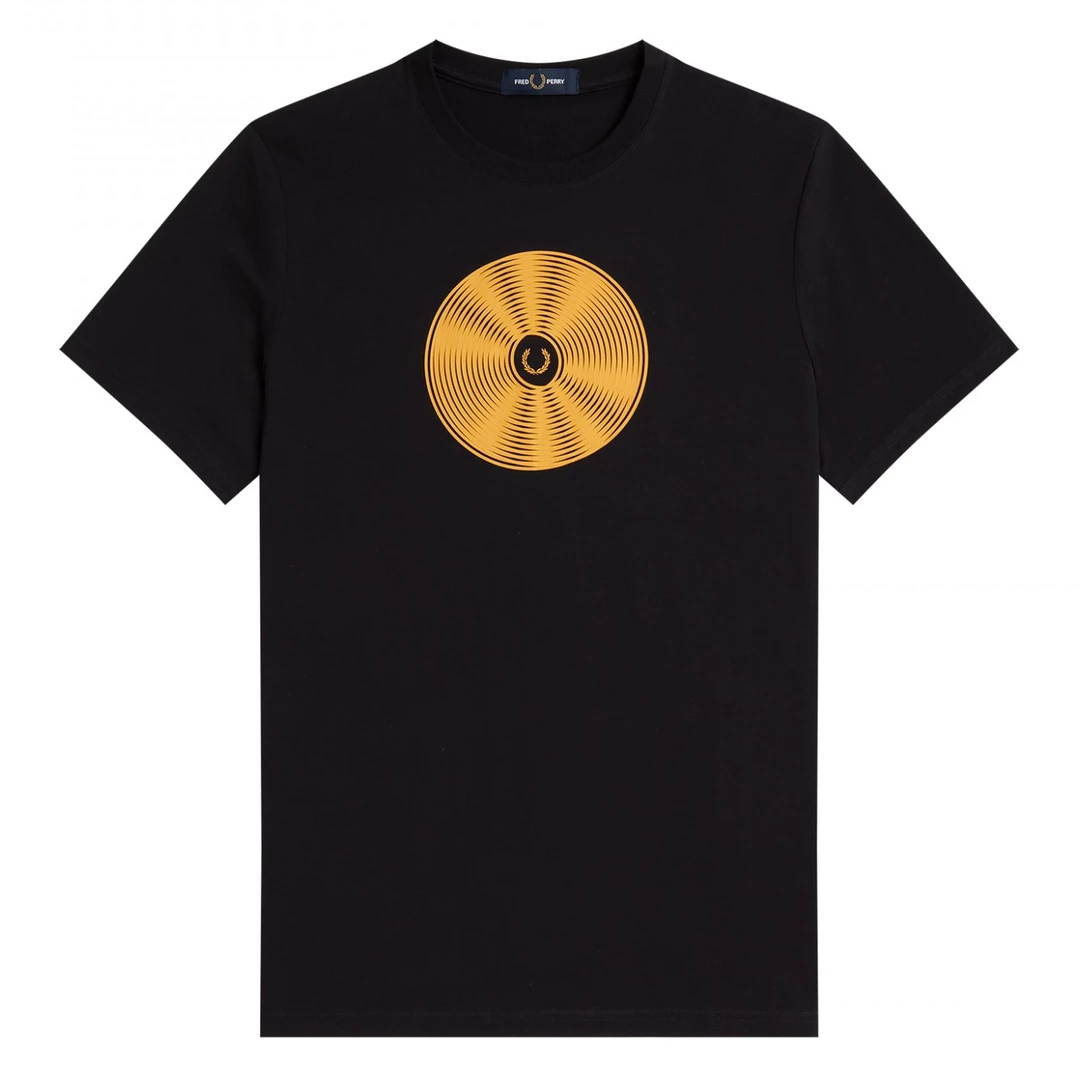 FRED PERRY DISC GRAPHIC T SHIRT BLK