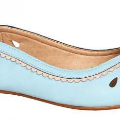 Bettie Page Shoes BETTIE PAGE DOLLY CUTOUT FLATS LIGHT BLUE