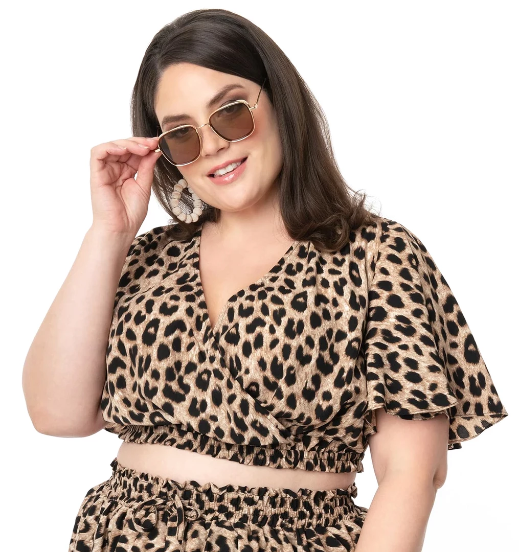UNIQUE VINTAGE LEOPARD PRINT DOTTIE CROP TOP Shop Sour+Plus