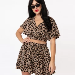 UNIQUE VINTAGE LEOPARD PRINT DOTTIE CROP TOP Shop Sour+Plus