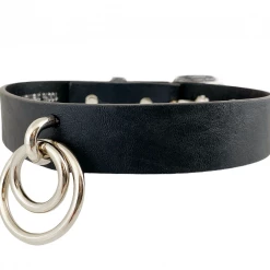 None DOUBLE RING LEATHER CHOKER