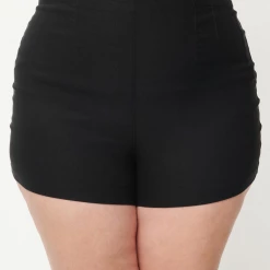 UNIQUE VINTAGE EASY BREEZY BENGALINE SHORTS BLACK Ghouls Just Wanna Have Sun