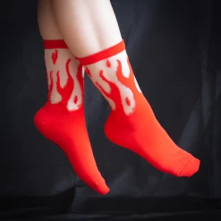 ECTOGASM SHEER FLAME SOCKS RED