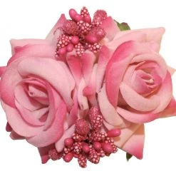 Lady Luck's Boutique Accessories LADY LUCK’S BOUTIQUE ELLEN DOUBLE ROSES WITH BERRIES HAIR CLIP LIGHT PINK
