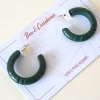 BOW & CROSSBONES ELSIE HOOP EARRINGS DARK GREEN