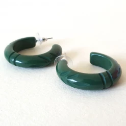 BOW & CROSSBONES ELSIE HOOP EARRINGS DARK GREEN
