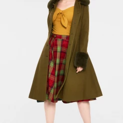 VOODOO VIXEN ERIN FAUX FUR TRIM COAT OLIVE Shop Sour+Plus