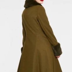 VOODOO VIXEN ERIN FAUX FUR TRIM COAT OLIVE Shop Sour+Plus