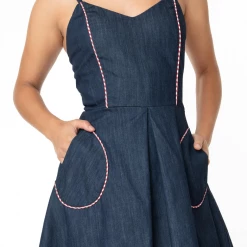 SMAK PARLOUR DENIM ETERNAL OPTIMIST FLARE DRESS Apparel