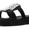 Ghouls Just Wanna Have Sun T.U.K. BLACK TUKSKIN STUDDED MULE SANDALS