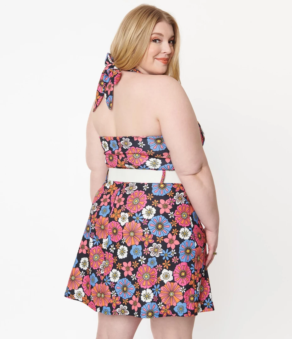 Shop Sour+Plus SMAK PARLOUR BLACK & PURPLE FLORAL PRINT FEELIN GROOVY CROP TOP