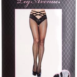 None FISHNETS WITH VELVET CAGE STRAP LACE PANTY