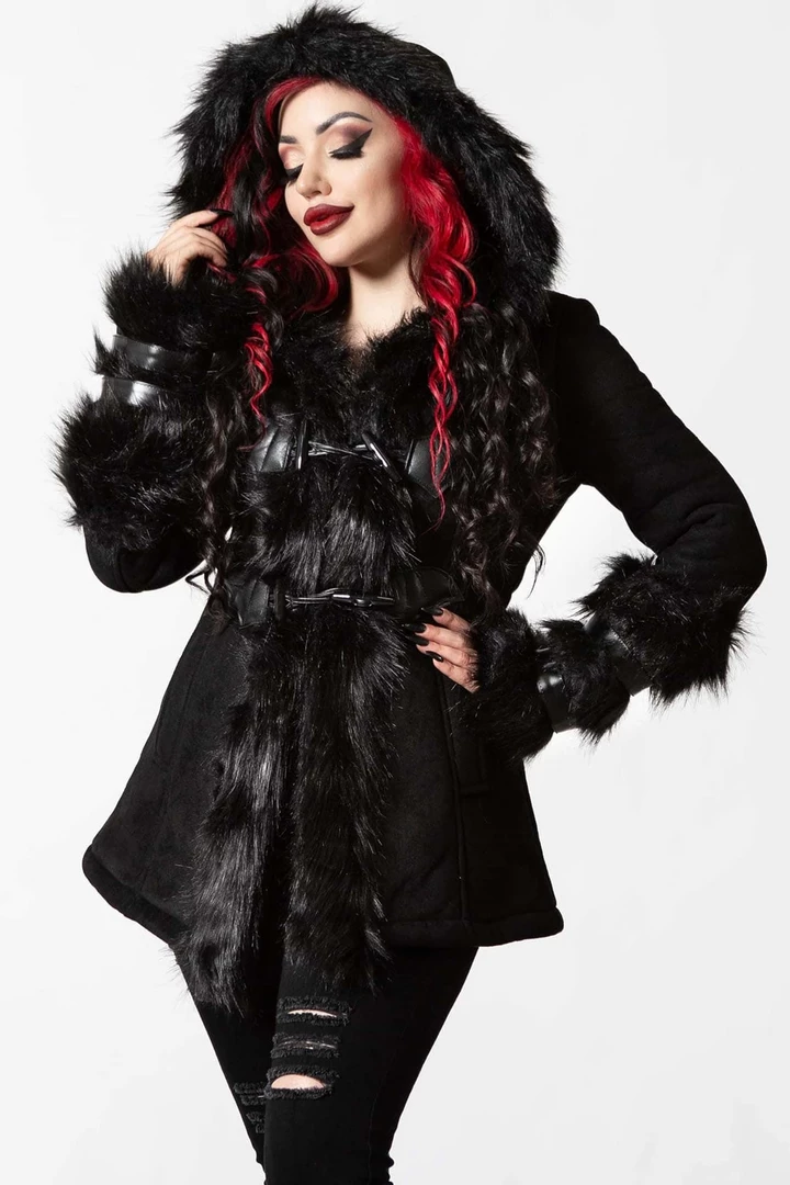 Shop Sour+Plus KILLSTAR FLIES BY NIGHT FAUX-FUR COAT