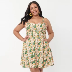 UNIQUE VINTAGE MUSHROOM PRINT FOLLOW YOUR HEART FIT & FLARE DRESS