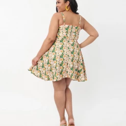 UNIQUE VINTAGE MUSHROOM PRINT FOLLOW YOUR HEART FIT & FLARE DRESS