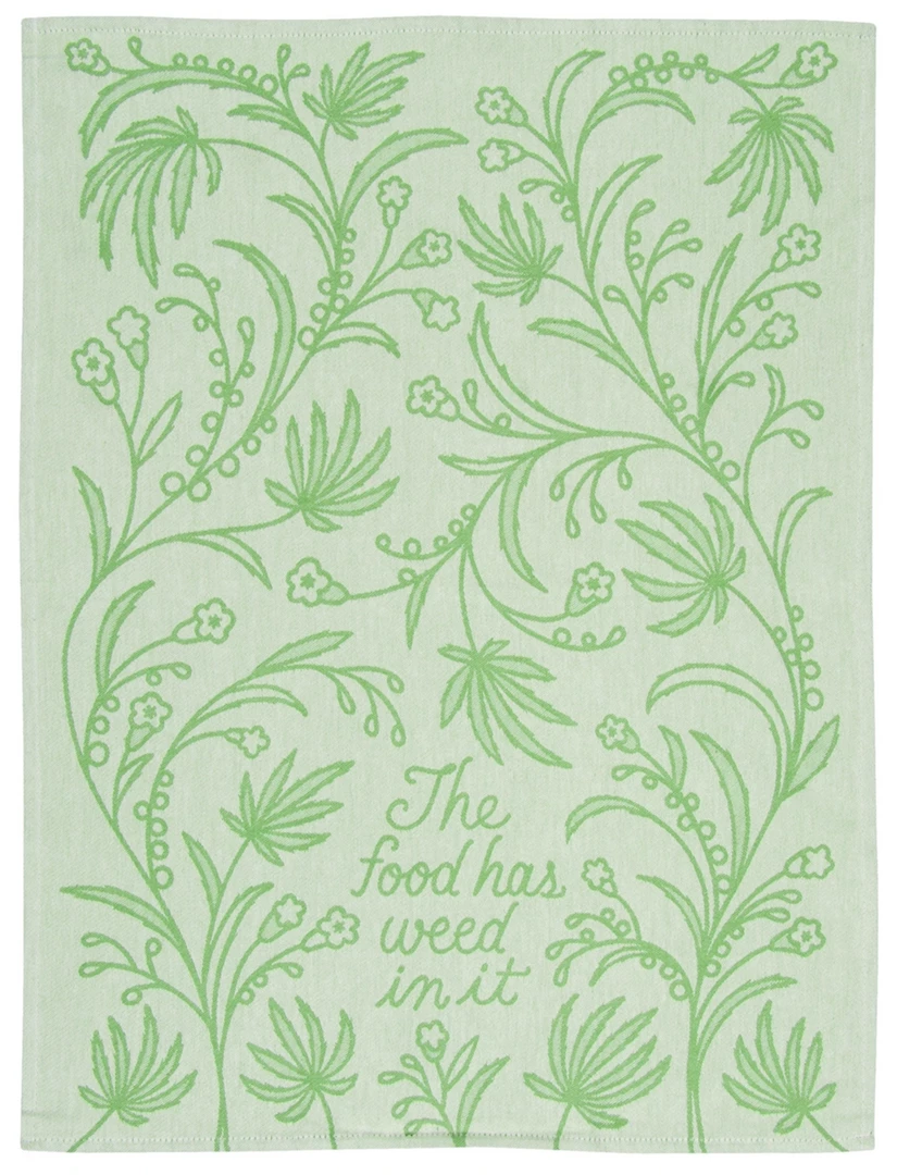 Blue Q FOOD HAS WEED IN IT DISH TOWEL Back In Stock