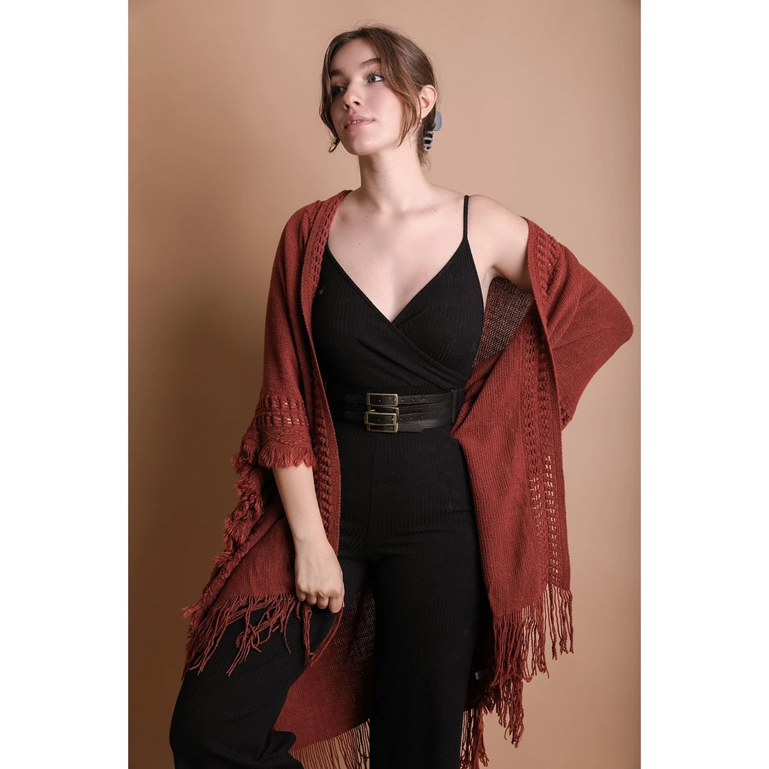 None EMBER MULTIPLE BUCKLE BLACK STRETCH BELT