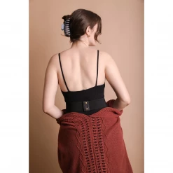 None EMBER MULTIPLE BUCKLE BLACK STRETCH BELT