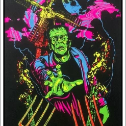 None FRANKENSTEIN’S MONSTER FLOCKED BLACKLIGHT POSTER