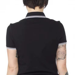 FRED PERRY GIRLS TWIN TIPPED POLO BLK/WHT