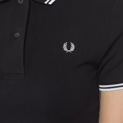 FRED PERRY GIRLS TWIN TIPPED POLO BLK/WHT